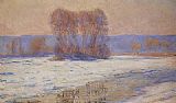 Seine Canvas Paintings - The Seine at Bennecourt in Winter